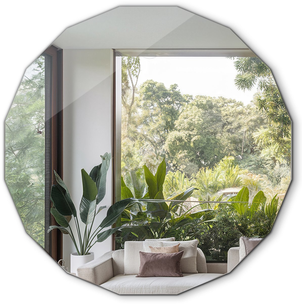 Tulup Spiegel - Spiegel met polygonale vorm - 50 x 50 cm - Decoratieve Spiegel - Toiletspiegel - Inloopkastspiegel – Badkamerspiegel - Woonaccessoires - Stijlvolle spiegel - Wanddecoratie Spiegel - Moderne Wandspiegel - Spiegel Met Haken
