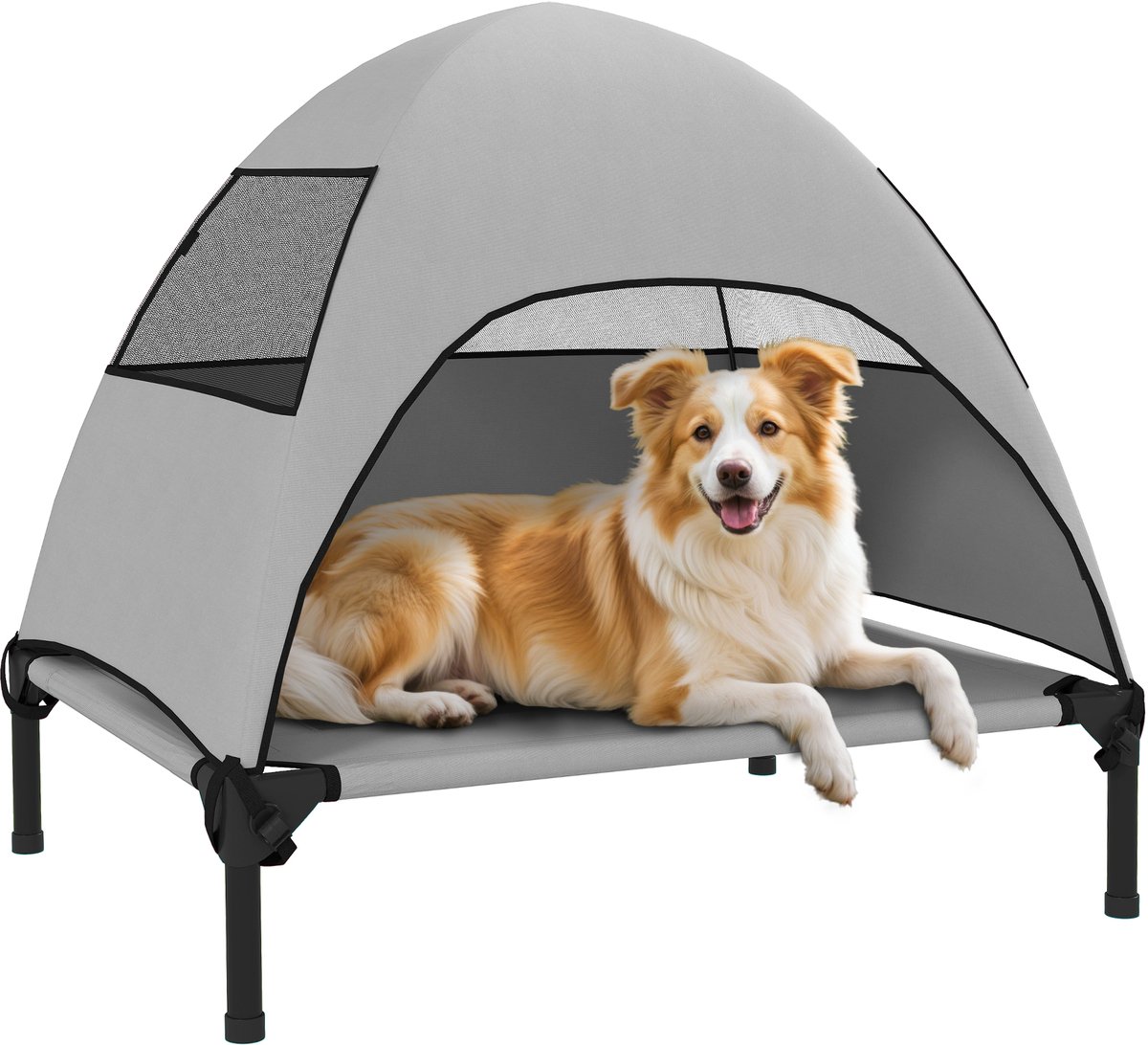 PawHut-Hundeliege-Polyester, Stahl-76L x 61B x 71H cm-Hellgrau