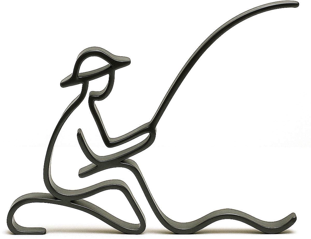 Vissersbeeldje - zwart - 20 cm breed