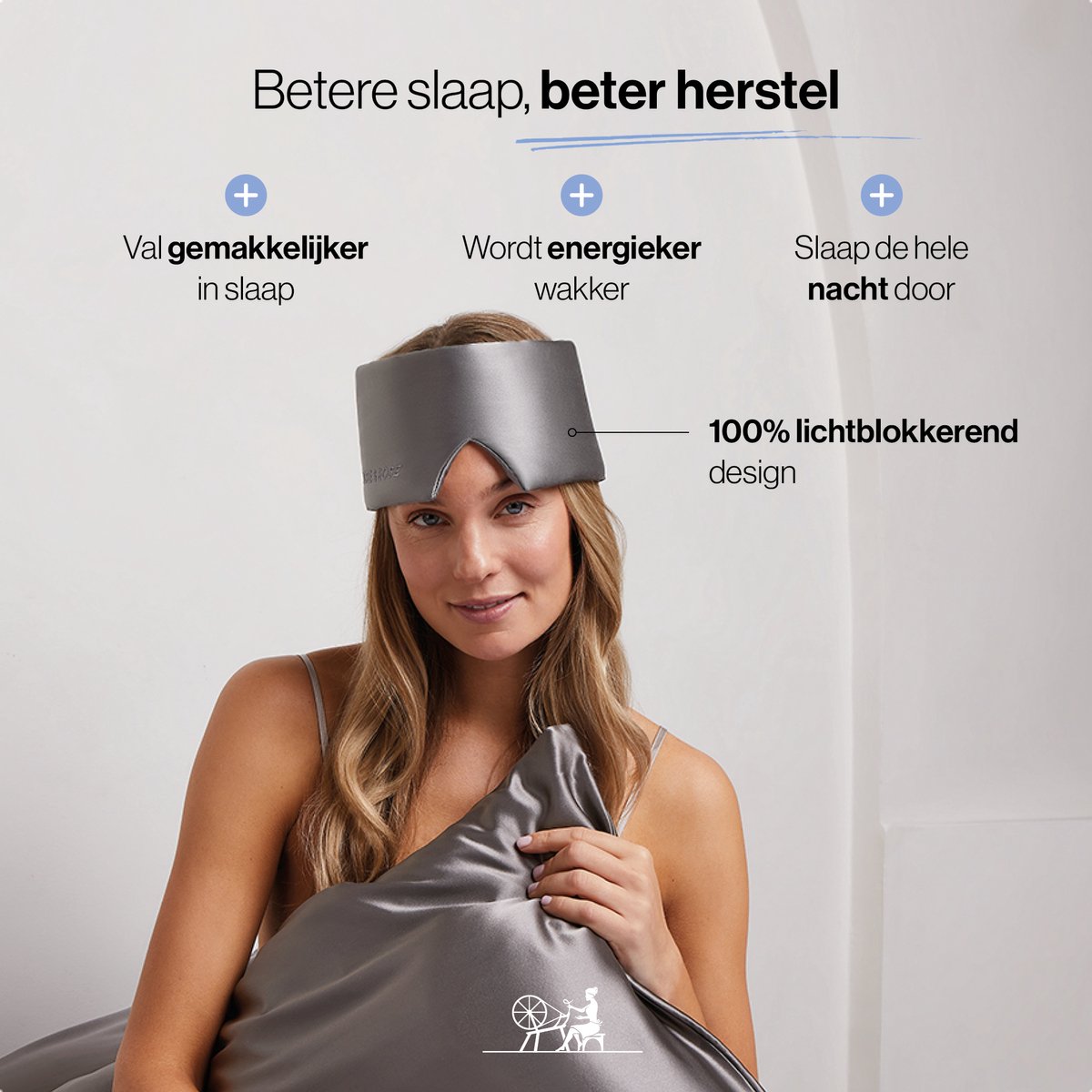 Dore & Rose - Slaapmasker - Oogmasker - Zijden Slaapmasker Voor Mannen en Vrouwen - Deep Sleep Mask - Eye Mask - Verduisterend - Wallen - Grijs - Nº 37 Roche Lunaire — afbeelding 2