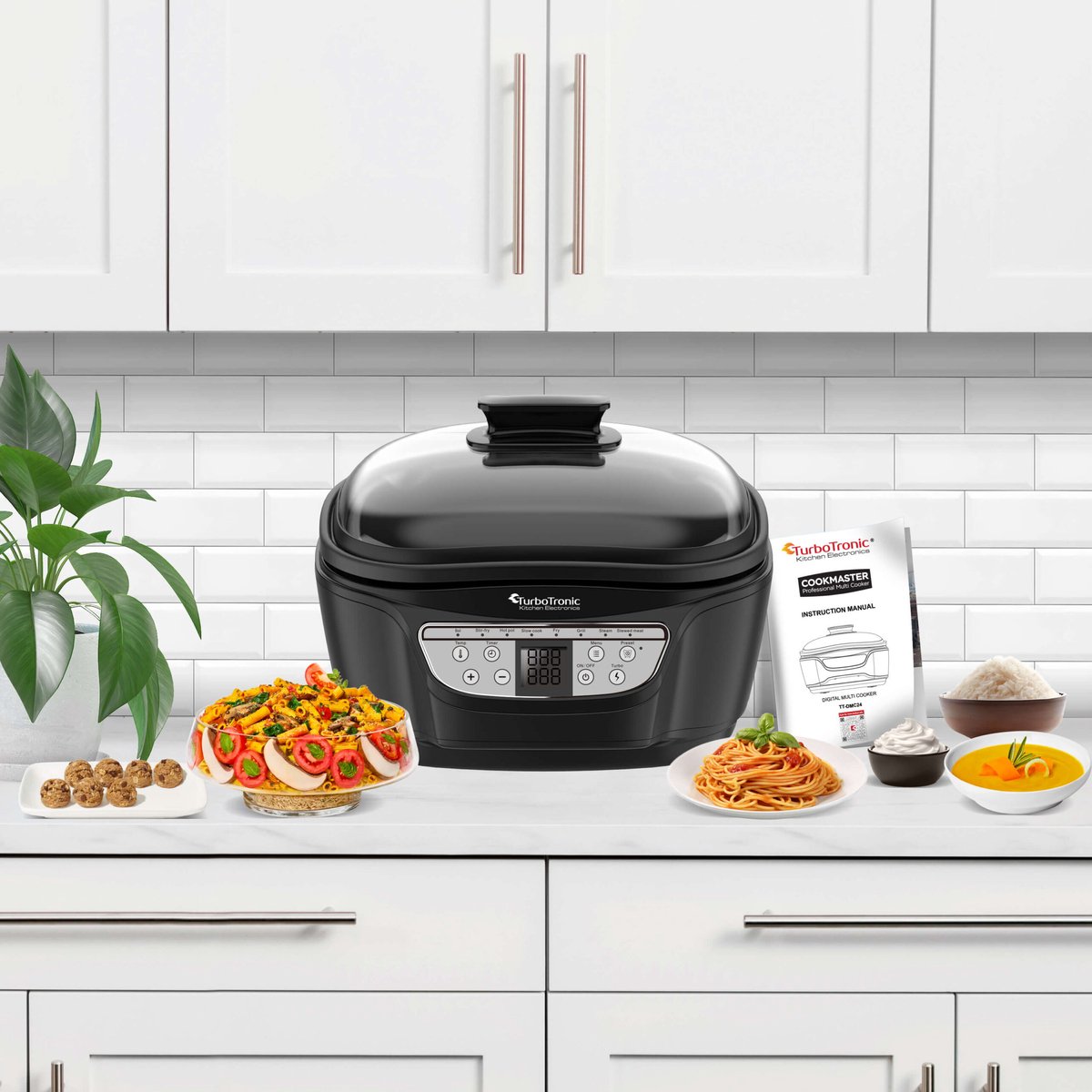 TurboTronic DMC24 Multicooker - Rijstkoker - Stoomkoker- 5 liter - RVS - Zwart – foto 6