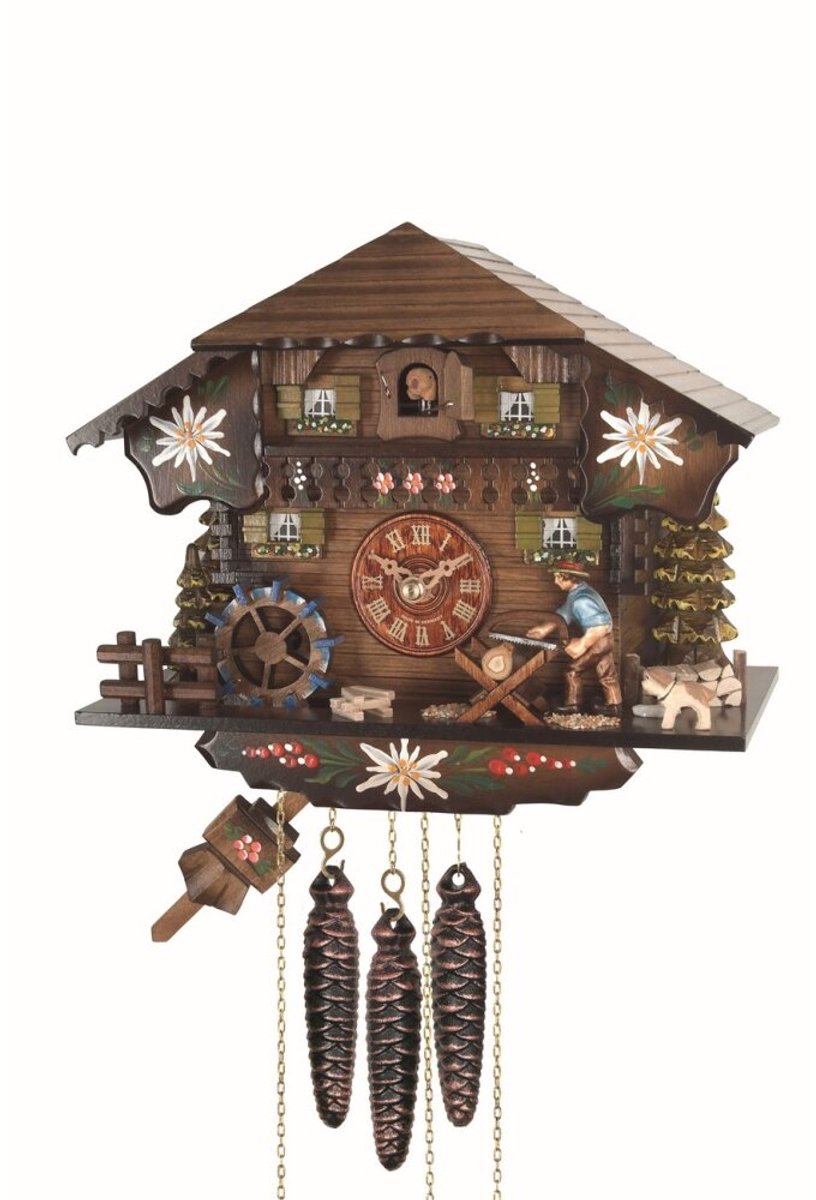 Engstler - 4008_M - Koekoeksklok - 1-daags kettinguurwerk - Notenhout - met muziek - 23 cm