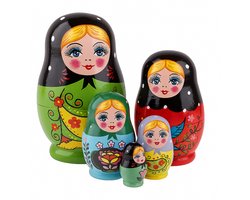 MatroesjkaFamily® Matroesjka Poppen - Klassiek - 5 Delig - Hout - Matroesjka - Nesting Dolls - Baboesjka Poppetjes Hout - Geverfd - Baboesjka - Babushka - Peg Dolls - Houtpoppetjes - Russische Poppetjes