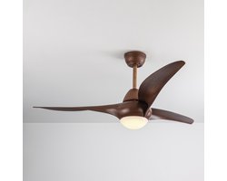LumenXL - Plafondventilator met LEDs en aanpasbare kleurtemperatuur in donkerbruine houtoptiek - Wieke