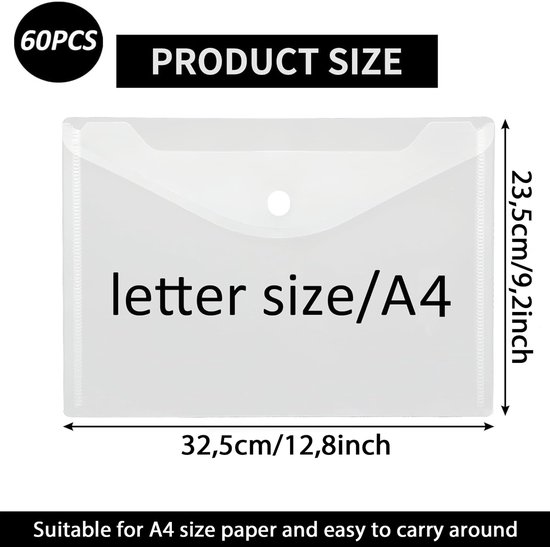 ASelected 40 stuks kunststof mappen, A4, transparant, aktetas, 235 x 320 mm