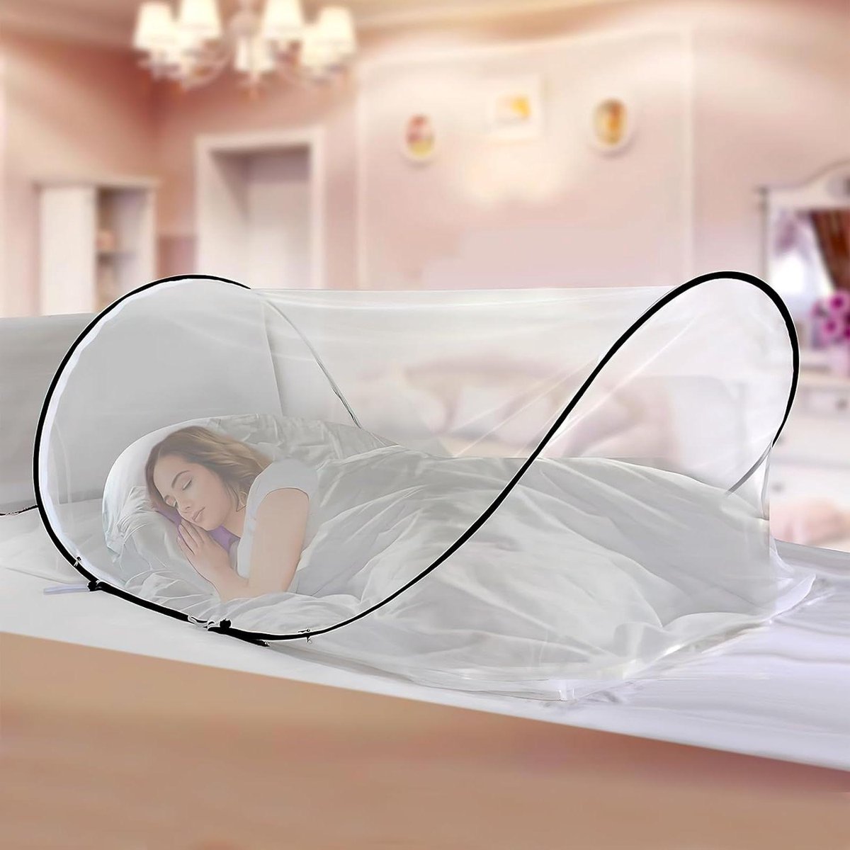 Opvouwbaar klamboe voor reizen - 200 x 80 x 56 cm - Bed en camping - Enkel - Insectenwerend - Draagbaar