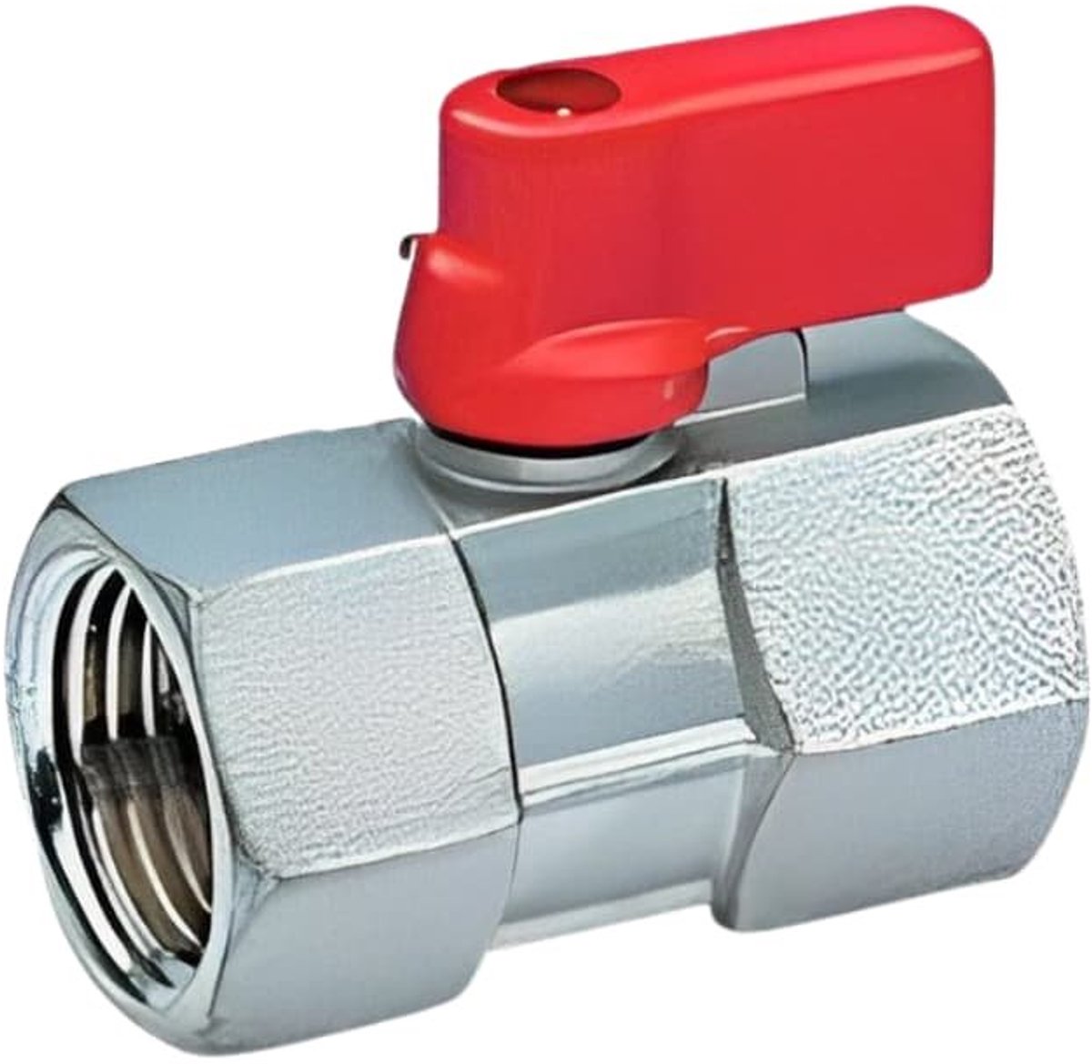 Mini Messing Kogelkraan 1/2 inch met Rode Hendel