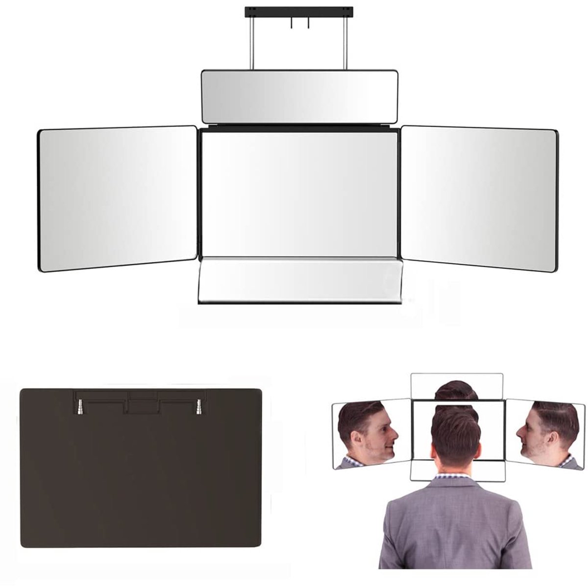 360° Zelfkapspegel - Met Verstelbare Telescoophaken - Voor Thuis Knippen & Haarstyling