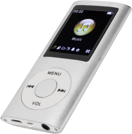 MP3 Speler Bluetooth - Digitaal 1,8-inch LCD-scherm - USB - Draagbaar - Luidsprekers met verliesvrije geluidskwaliteit - Voice recorder - FM radio - SD kaart tot 64GB（let op: de kaart is niet inbegrepen） - Zilvergrijs