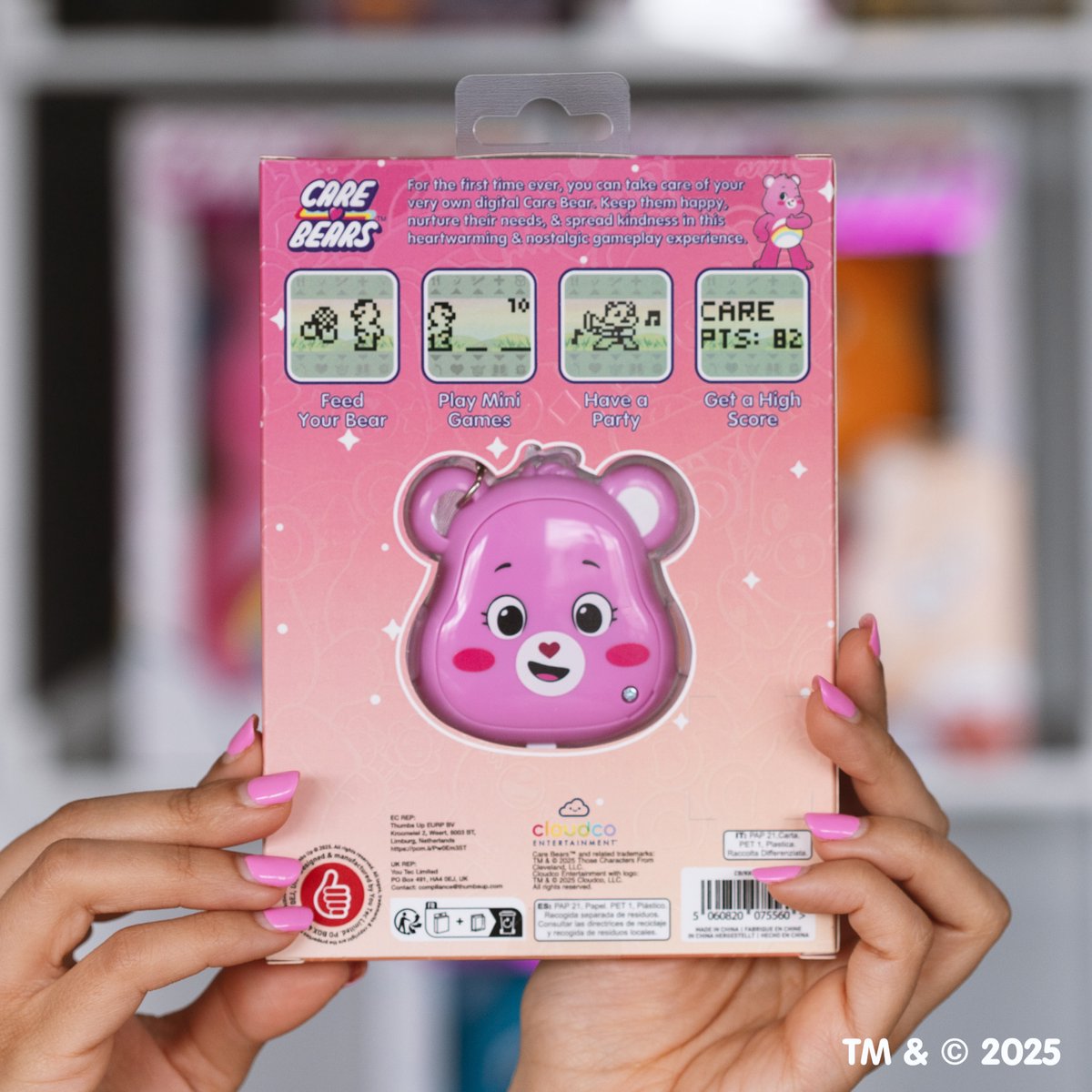 Bisounours virtuel Care Bears - Cyber-animal de compagnie Cheer Bear avec fonctions de soins, écran 1,4, animaux virtuels interactifs portables pour enfants, jouet électronique de collection, batteri