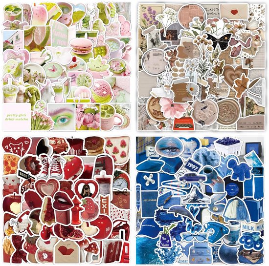 221 Stuks Vintage Esthetische Stickers - Fotoalbums - Notitieboeken - Y2K Stickers - Kinderen - Meisjes - Scrapbook Accessoires - Leuke Vinyl Stickers - Waterflessen