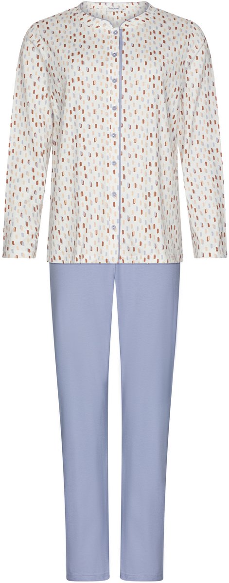 Pastunette Tender - Pyjama - Katoen - Doorknoop - Wit/Blauw