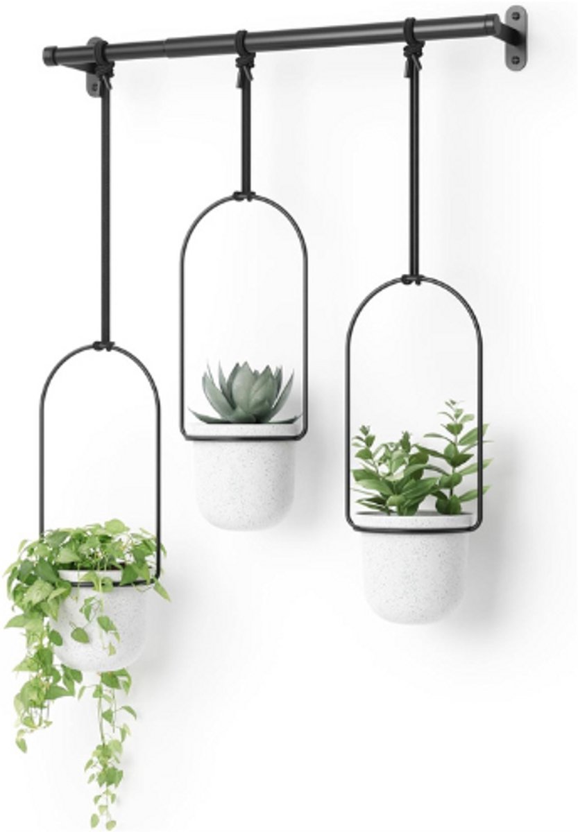 Thuys – Triflora Hangende Bloempotten – Set van 3 – Decoratieve Plantenhouders voor Je Tuin of Balkon – Wit