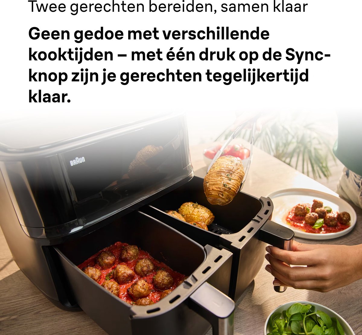 Braun TwinCook TD3030 Airfryer met 2 Lades - 8L - Zwart - afbeelding 3