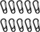 Mini-karabijnhaak-sleutelhanger-zwart-10 stuks-voor klimmen-en camping