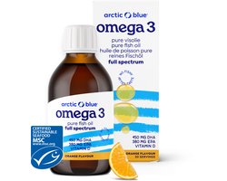 Arctic Blue Omega 3 Visolie - Sinaasappel - vitamine D - MSC - 150 ml