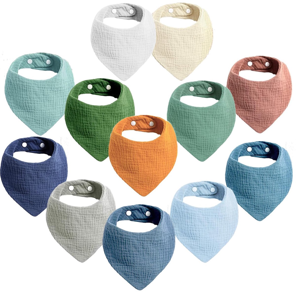 Slabbetjes - Set van 12 - Voor Pasgeborenen - Multicolor