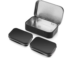 Allecto plus - Set van 3 rechthoekige metalen opbergblikken voor snoep en sleutels - zwart. Ideale container voor oorbellen.