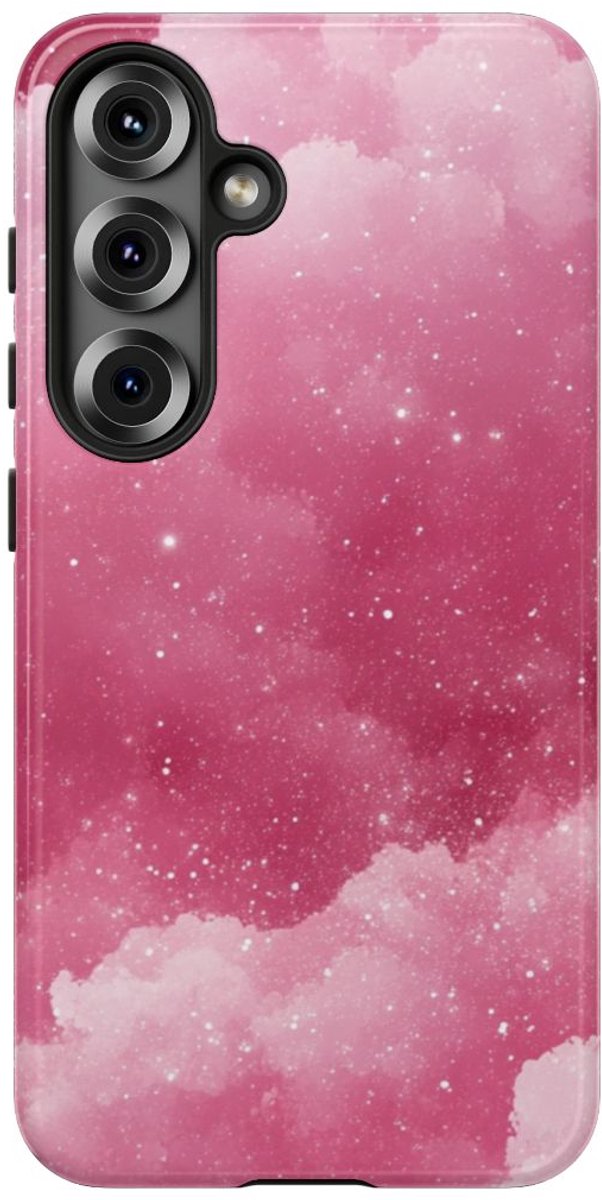 Roze Glitterwolkenstructuur – Telefoonhoesje Geschikt voor Samsung Galaxy S25