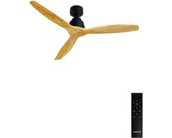 CREATE - Plafondventilator 40W silent Ø132 cm - Met Wandregelaar - Met Afstandsbediening - 6 Snelheden - Timer - Zomer/Winter functie - Zwart - WIND STYLANCE
