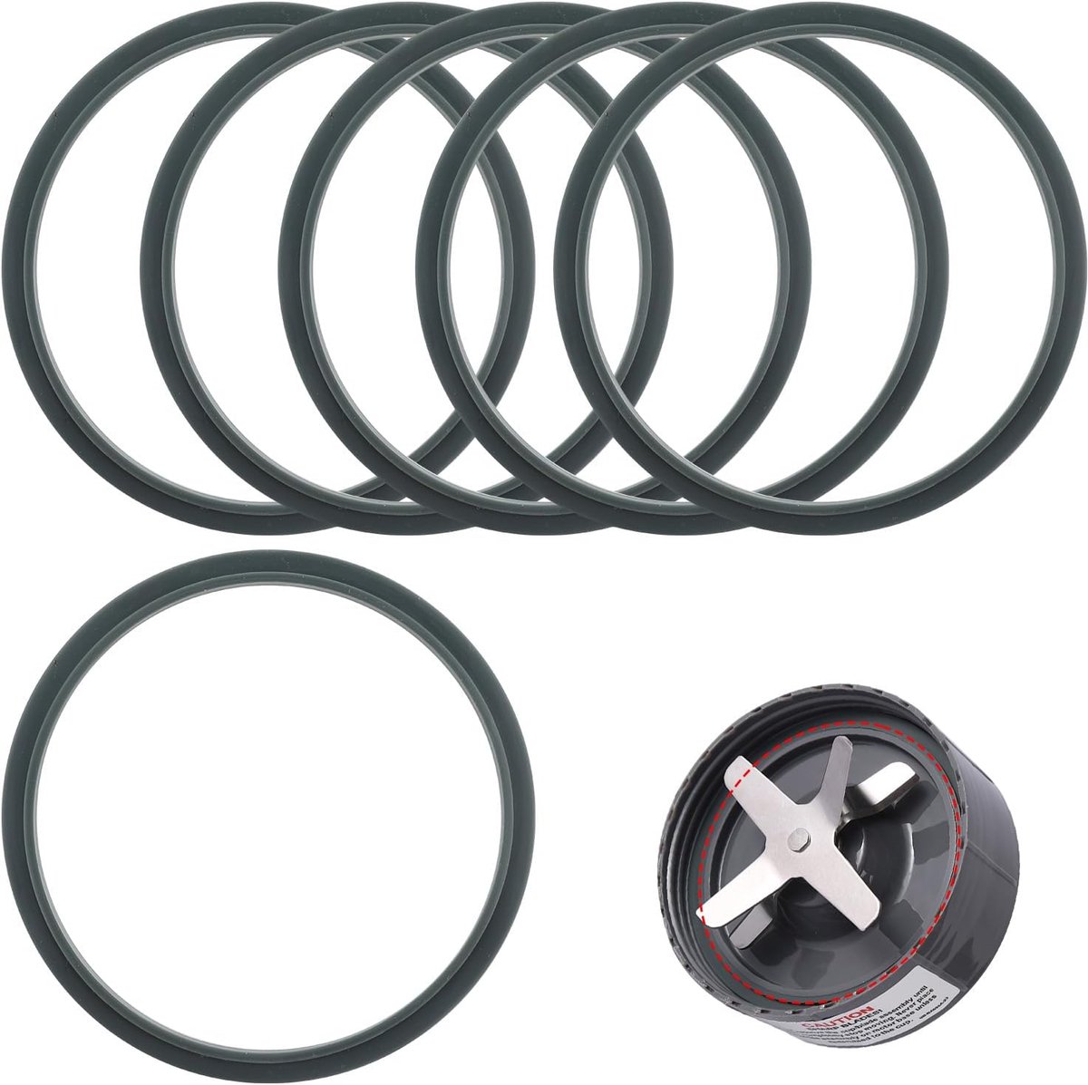 6 Stuks Blenderpakkinge - Afdichtring - Blender Vervangende Onderdelen - Water Bestendige Sluitring - O-Ring Afdichting Pakkingaccessoires - Siliconen - Geschikt Voor Nutri Bullet Nutribullet 600w/900w Blender Pakkingen - Grijs