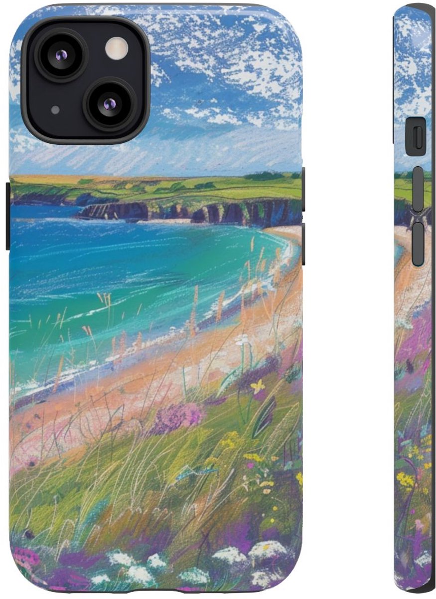 Kustbloemen en Strandlandschap – Telefoonhoesje Geschikt voor iPhone 13
