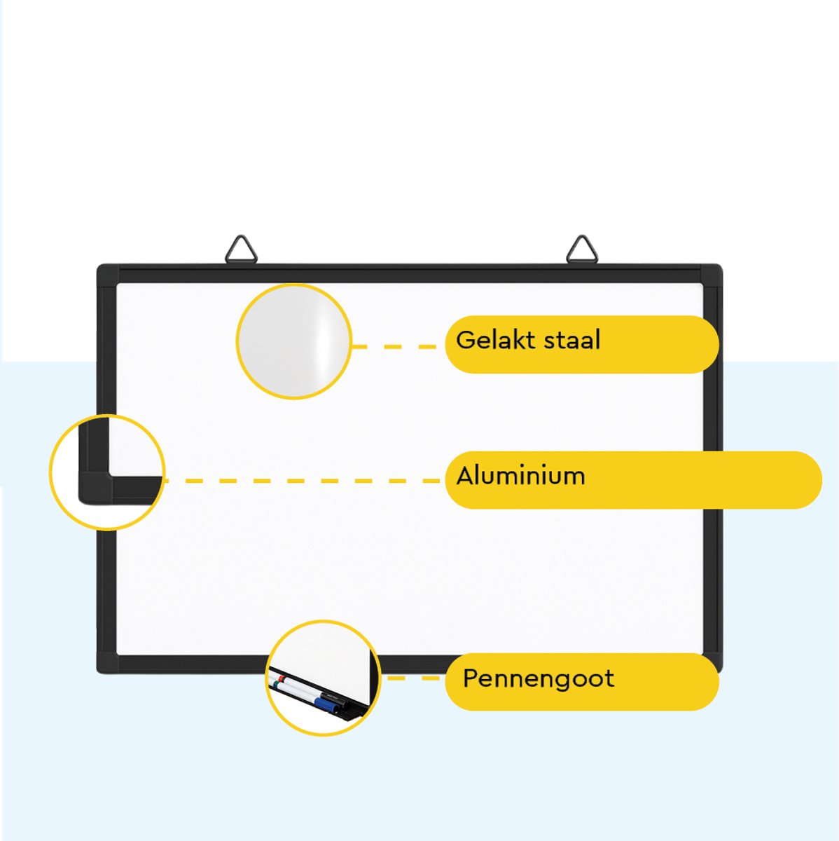 BRASQ Whiteboard 60x90 cm magnetisch - zwart thumbnail 3