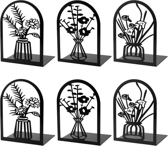 paar metalen boekensteunen, bloemenboekensteunen voor boekenplankdecoratie, boekensteunen voor dikke boeken, boekensteunen voor thuiskantoor