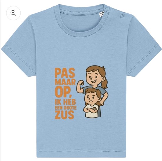 Foto: Kinder t shirt ik heb een grote zus blauw 6 12 maanden