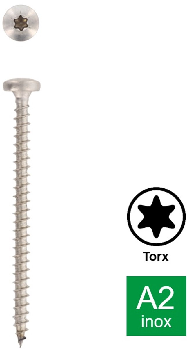 Schäfer en Peters Spaanplaatschroef Bolkop Versterkte kop TX20 - 4.0 x 40 mm (200 stuks) - RVS A2