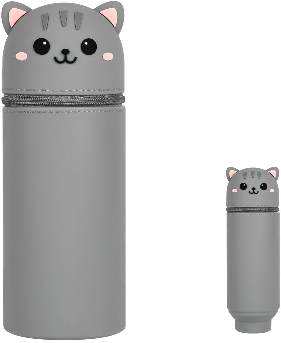2-in-1 Siliconen Etui - Kawaii Pennenzak met Zachte Kattenvorm
