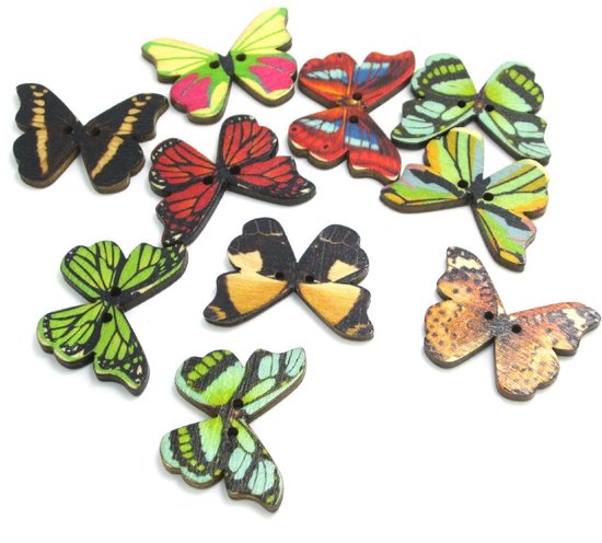 NAMVO 100pcs Multicolored Caricature Animal 2 Holes Wood Sewing Buttons Elephants