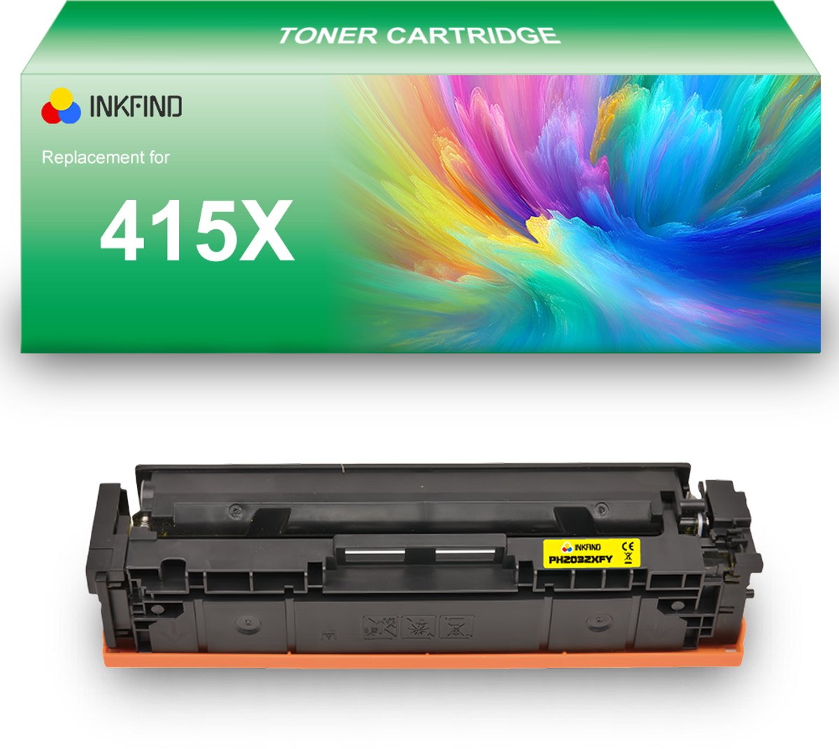 INKFIND 415X (W2032X) Geel tonercartridge compatibel met HP 415X (W2032X) Geel toner cartridge - 1-pack Geel