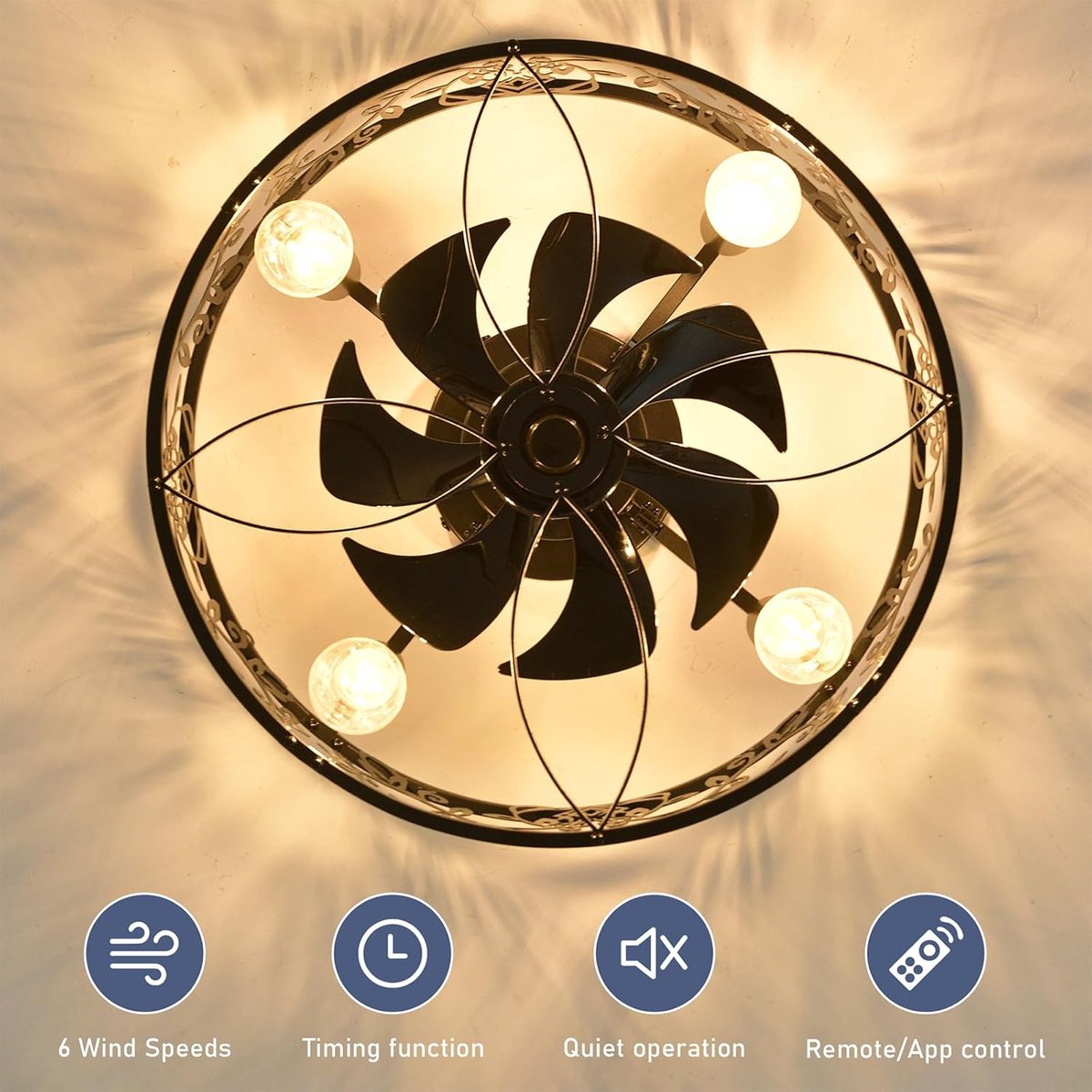 Equivera Plafondventilator met Verlichting - Stille Motor thumbnail 4