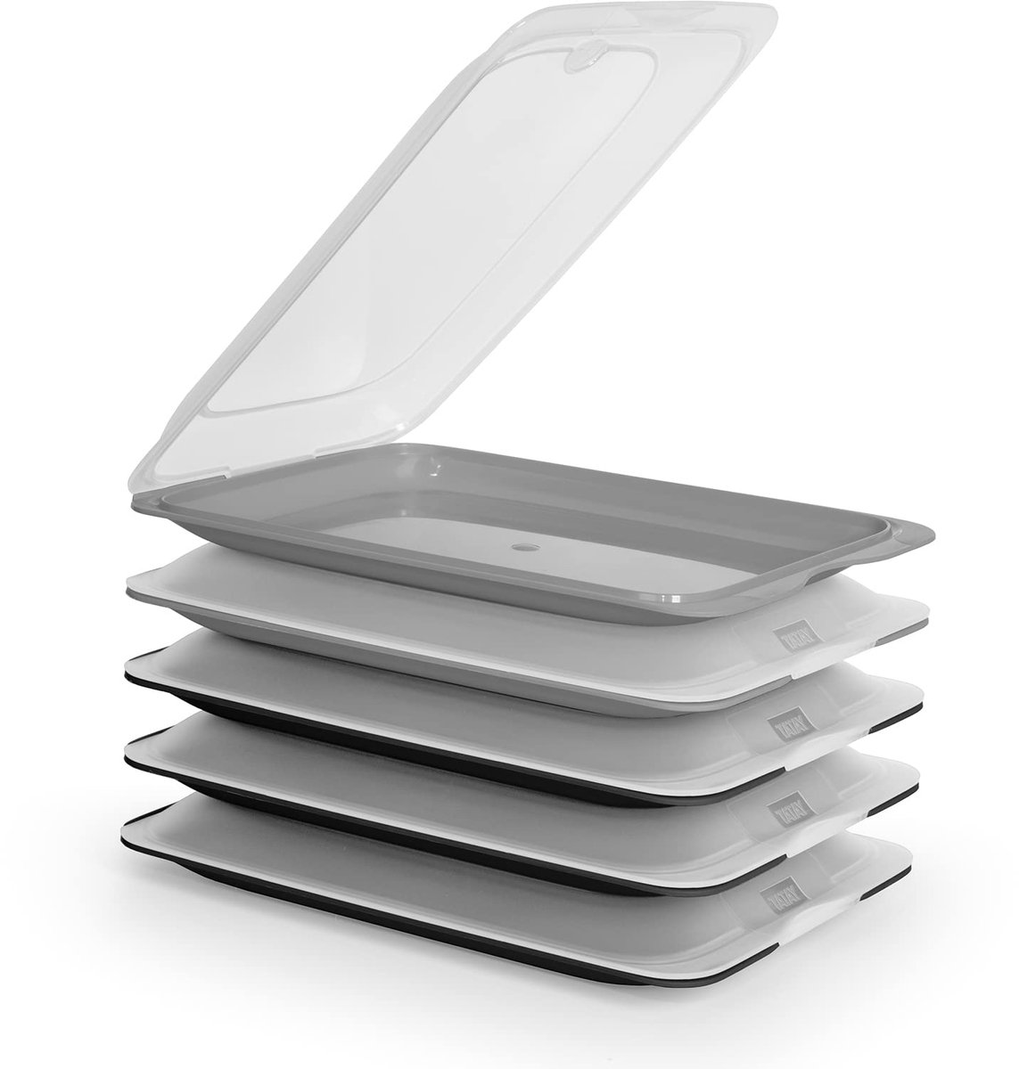 TATAY 1180001 - Worstcontainer Vershoudsysteem, vijf units inbegrepen, afmetingen 17 x 3,2 x 25,2 cm (5X grijs)
