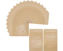 craspire Pack of 100 Paper Bags with Snap Closure, Small Seed Bags with Window, Resealable, Burlywood, Matte Rectangular Envelope, Kraft Paper Bags with Snap Closure, Heat Sealing,