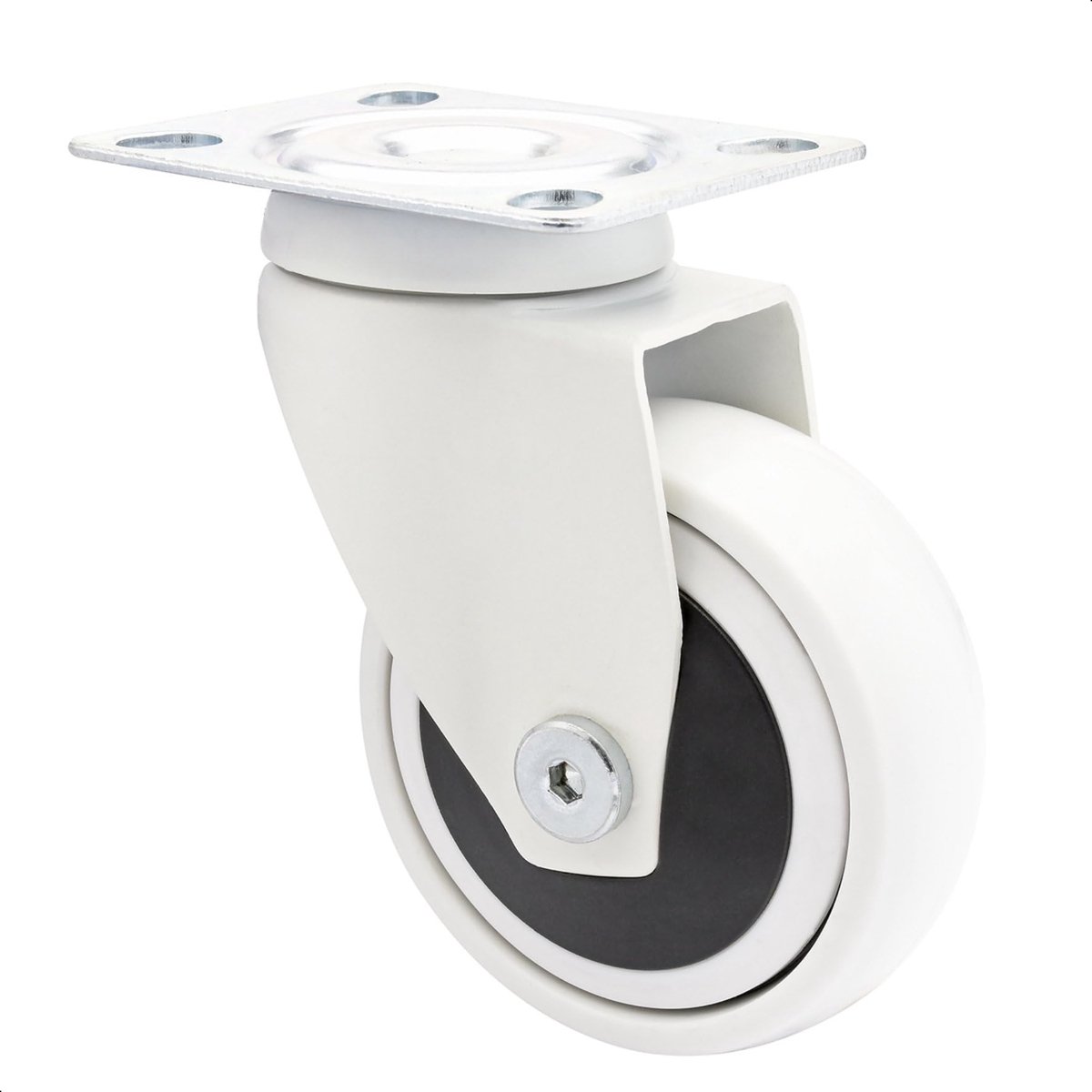 WAGNER Design - 3C - Zwenkwiel/apparaatwiel/transportwiel/meubelwiel - wit, zachte loop, diameter 75 mm, kogellagers, draagvermogen 75 kg - 01227601