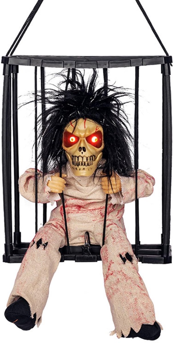 Ibenzoa® Halloween Animatronics Decoratie met Bewegingssensor, Griezelige Geluiden en Lichtgevende Ogen voor Spookhuis