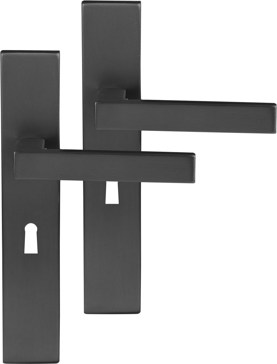 Differnz | Tilburg deurkruk | vierkant schild | sleutel 56 mm | gun metal
