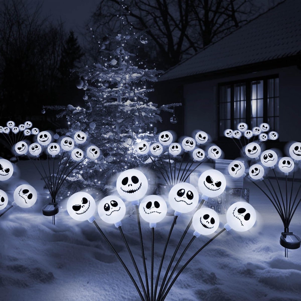 Ibenzoa® Halloween Tuinverlichting met 8 LED's - Set van 2 Stuks, Zonne-energie Decoratie voor Buiten