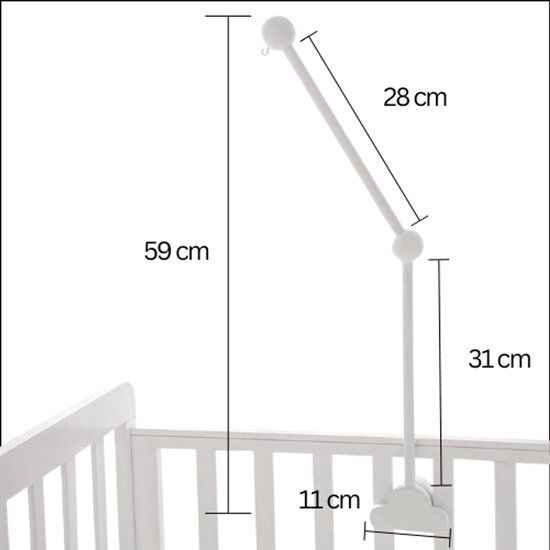 Wieg mobiele arm - houten baby mobiele hanger voor wieg (31, 100% natuurlijk beukenhout) - mobiele houder voor wieg sterke anti-slip bevestiging - mobiele standaard voor wieg kinderkamer decor