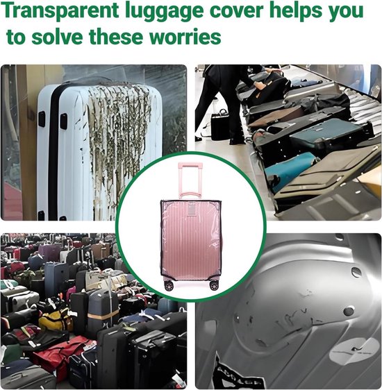 QOXEZY Housse de protection de bagage de 76,2 cm, en PVC transparent, imperméable et anti-rayures pour valise, résistante à la saleté et lavable, pour