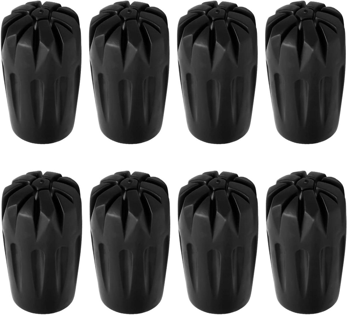 Rubberen Buffers voor Wandelstokken - Antislip - Set van 8 stuks - Nordic Walking Accessoires - Vervangende Rubberen Punten - Zwart - Geschikt voor Wandelstokken - Anti-Slip Doppen - 4 paar