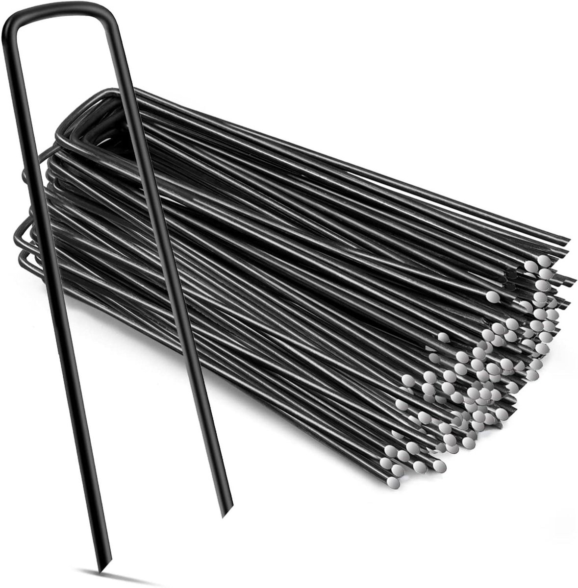 6''/150mm U-vormige multifunctionele stalen tuinbevestigingspinnen - voor onkruidstof en landschapsweefsel - netten polyethyleen - membraan grond en fleece - 298 mm lengte