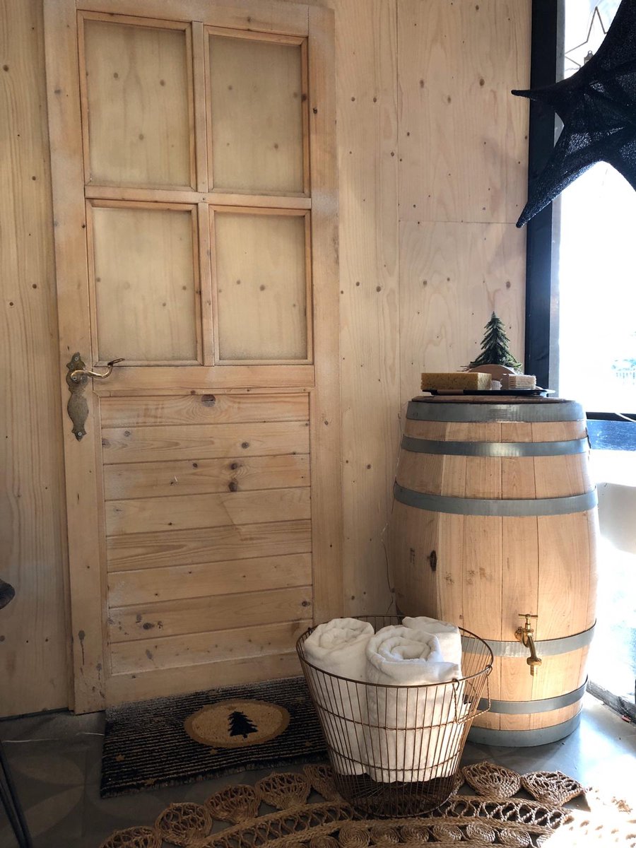 Houten Regenton "naturel" 150 l. incl. los deksel, handvat en chromen kraantje / Wijnvat Regenton