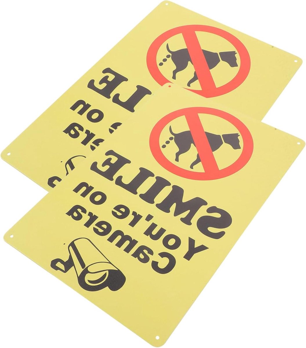 Allecto Plus - 2 stuks hondenbord - glimlachle - camerasysteem waarschuwingsschild - tuin decoratie - 30x20cm