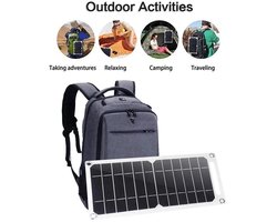 Mobiele telefoon opladen zonne-energie - 35W Zonnepaneel met USB - Solar charger - Duurzaam - Waterdicht - Buiten - Wandelen - Kamperen - Reizen - Backpacken - Draagbare batterij - Oplaadpaneel 6,8V - Noodpakket - Geschikt voor iPhone & Samsung