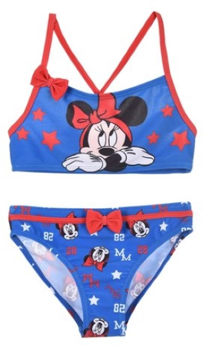 Minnie Mouse Bikini - Maat 116 - Blauw met rood - Badpak 2-delig