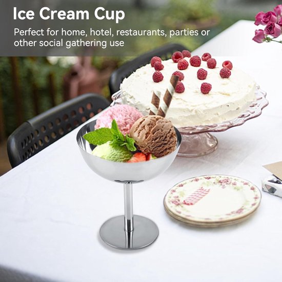 Roestvrijstalen roombeker, roestvrijstalen ijsbekers die dessertschaaltjes serveren voor salade fruitpudding(short
