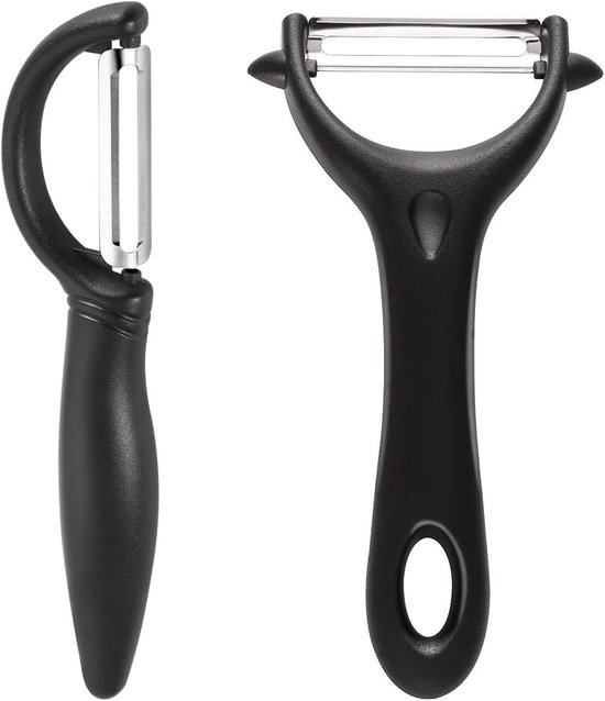 Foto: Allecto plus 2 pack groenteschillers van roestvrij staal voor groenten fruit en wortels professionele keukentool in zwart design